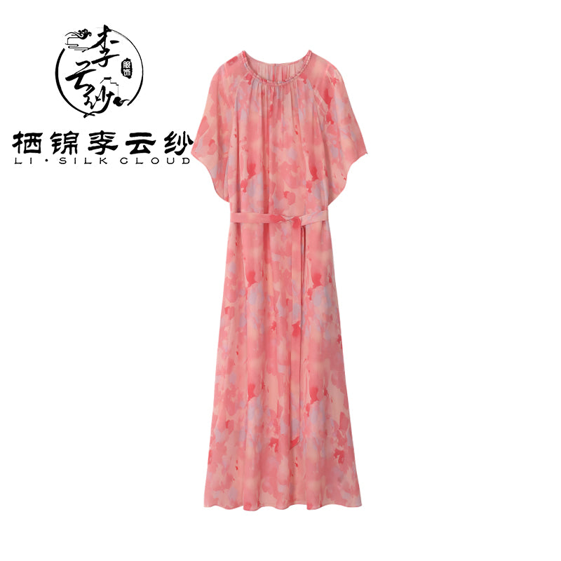 LI SILK CLOUD Silk Xiangyunsha Silk Mulberry Premium Handmade Fall Dress for Women Loose Strapless Dresses Elegant Woman Clothes