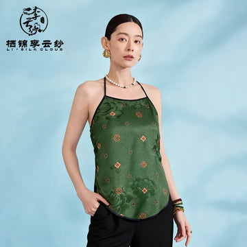Xiangyunsha Silk Vest . Chinese Vintage Style   Guangdong Black Pear Gambiered Guangdong Gauze xiangyunsha