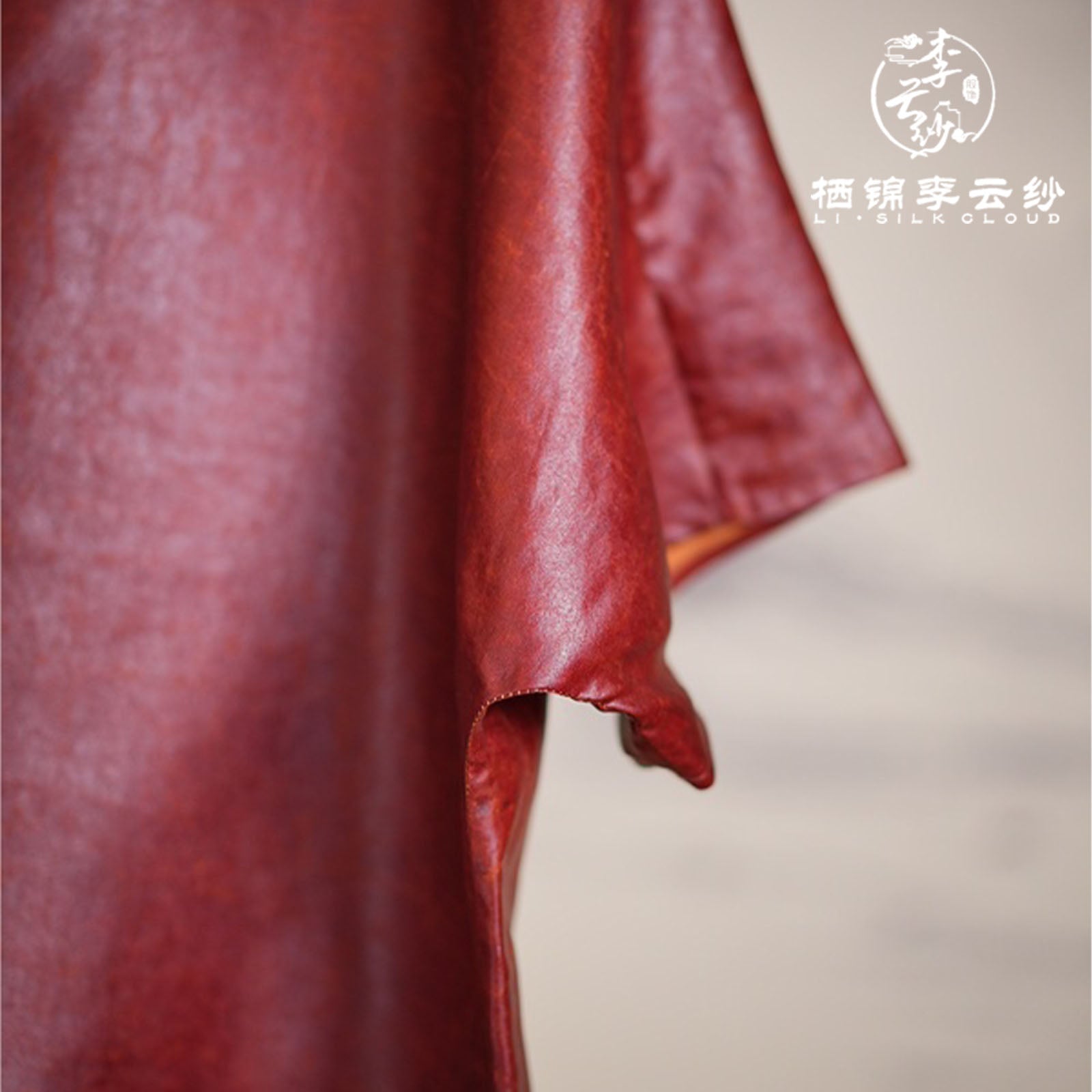 New Chinese-style Short-sleeved top Elegant red shortcovers the buttocks 3D stereoscopic cut | Guangdong Black Pearl Gambiered Guangdong Gauze xiangyunsha