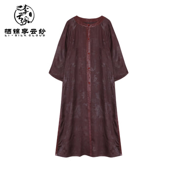 Modest Xiangyunsha Chinese Dress | Subtle Embroidery l40°C Grace Guangdong Black Pearl Gambiered GuangdongGauze xiangyunsha