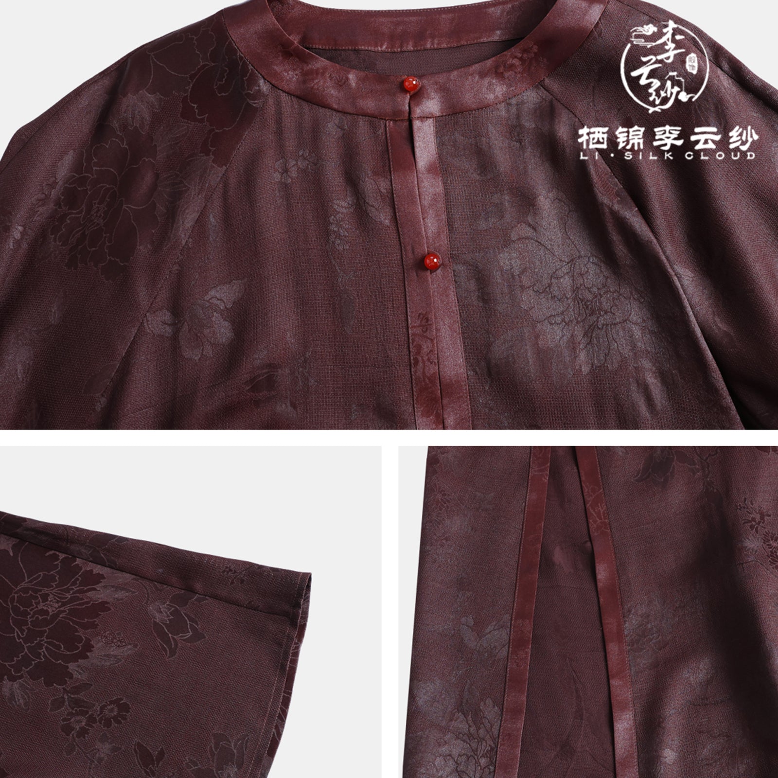 Modest Xiangyunsha Chinese Dress | Subtle Embroidery l40°C Grace Guangdong Black Pearl Gambiered GuangdongGauze xiangyunsha