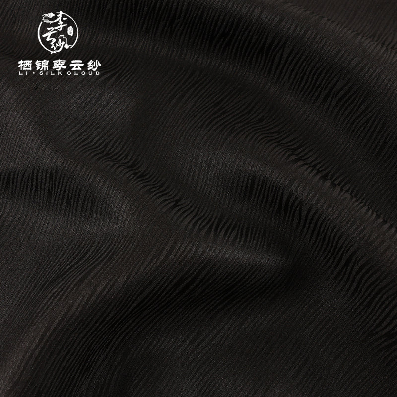 Black Silk Top Xiangyunsha Chinese style Emerald Button Ruched Neck Wide Sleeves Slim Breezy Guangdong Black Pearl Gambiered Guangdong Gauze xiangyunsha