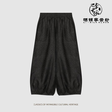 XiangyunSha New Chinese Style Long Pants · Black Drape GuangDong Black Pearl Gambiered GuangDong Gauze xiangyunsha