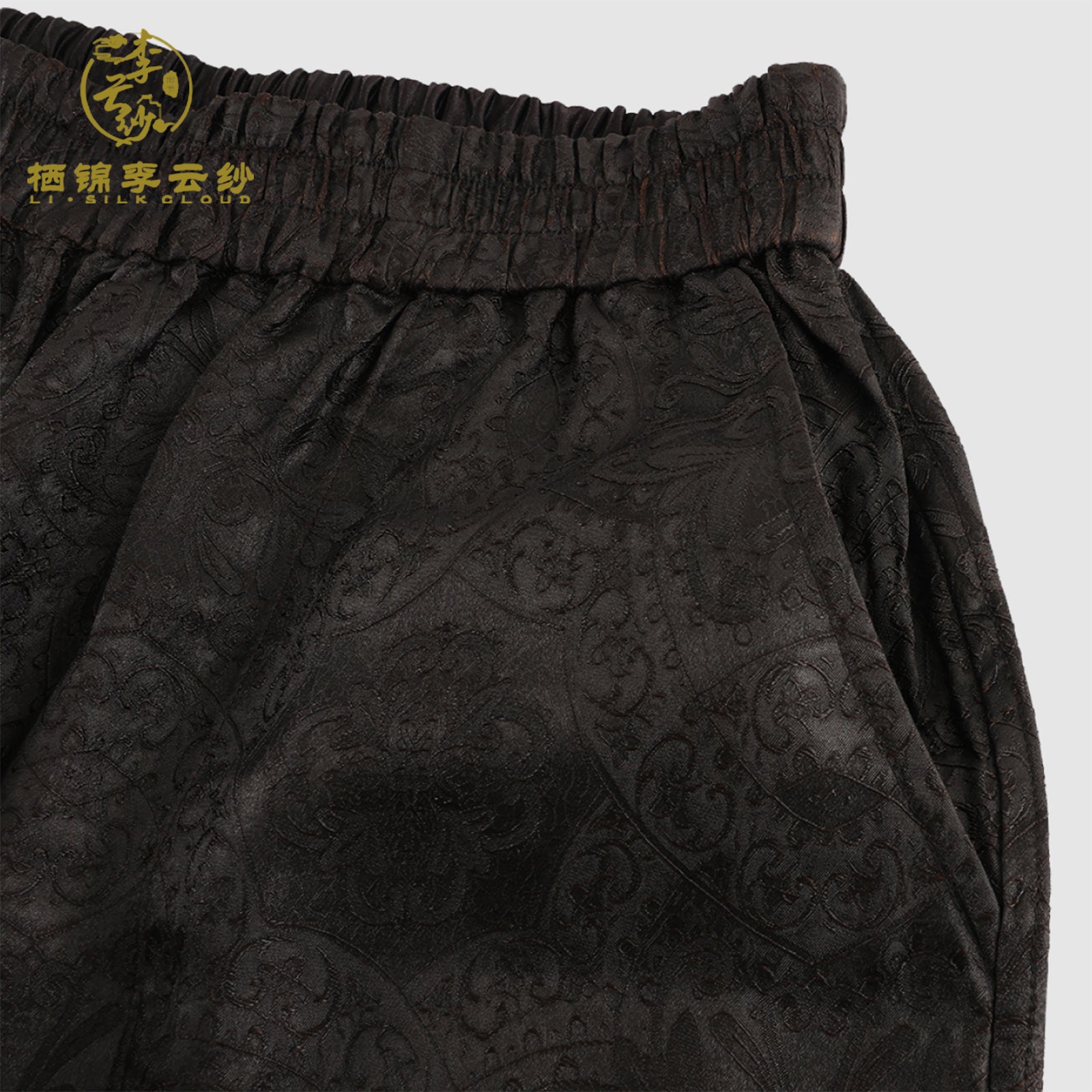 XiangyunSha New Chinese Style Long Pants · Black Drape GuangDong Black Pearl Gambiered GuangDong Gauze xiangyunsha