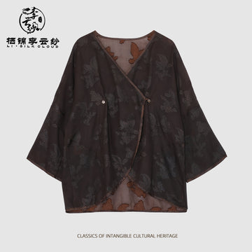 Outerwear - Light & Breathable, Soft Skin-Friendly Fabric, Tradition Guangdong Black Pearl Gambiered Guangdong Gauze xiangyunsha