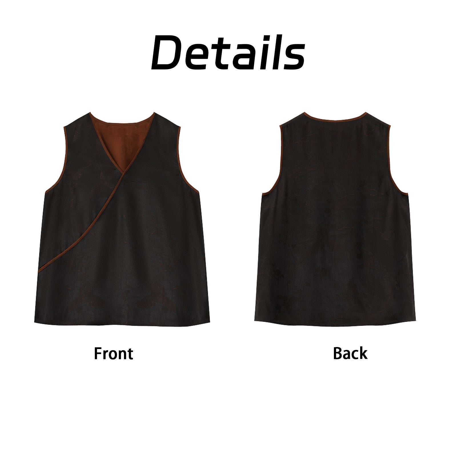 Vest - Glossy Lustrous Fabric, Skin-Friendly Silk, Elegant Oriental Guangdong Black Pearl Gambiered Guangdong Gauze xiangyunsha