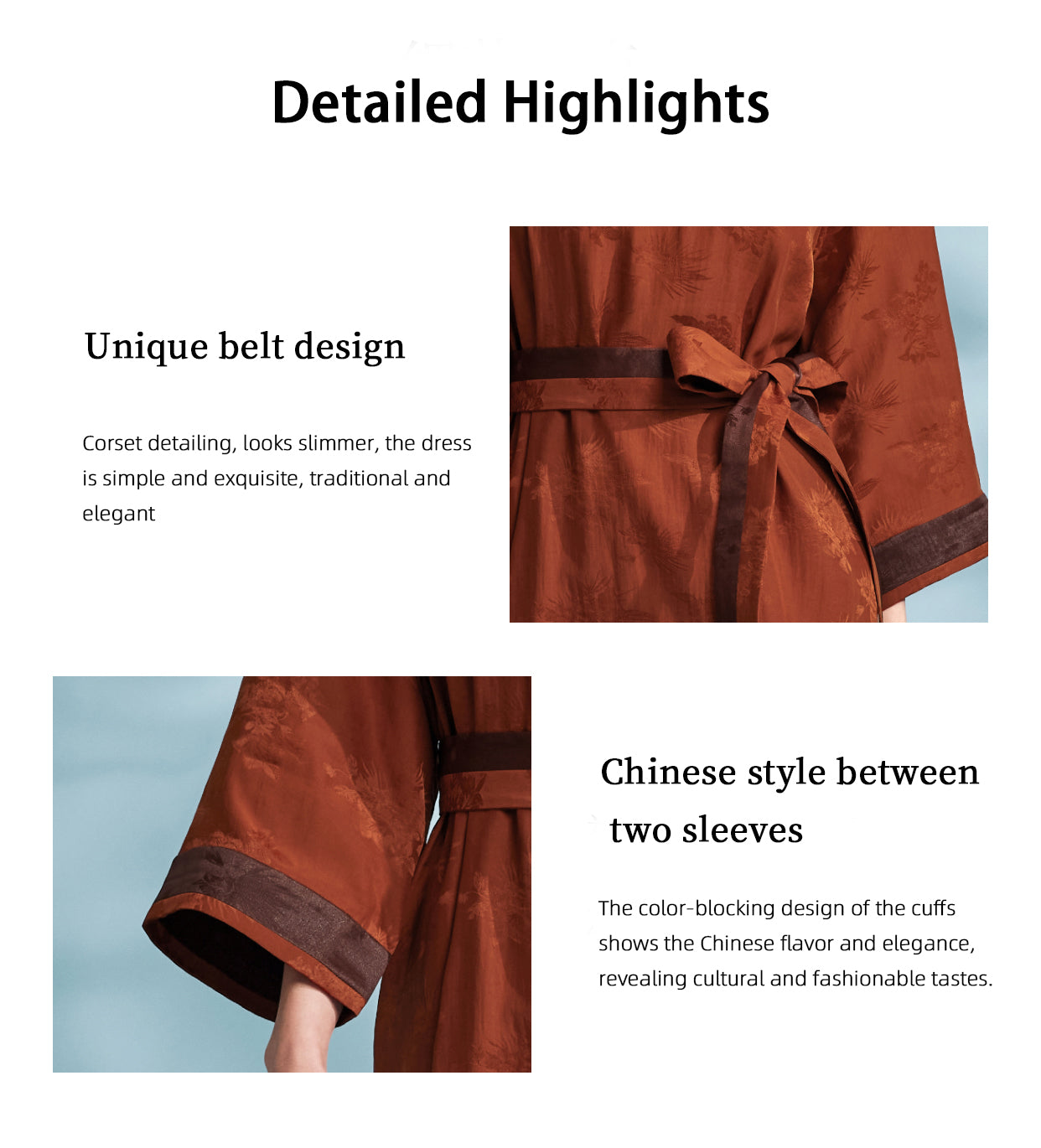 Xiangyunsha Silk Dress | Detachable Belt = 2Styles | Sweat-Free Draped Luxury Guangdong Black PearlGambiered Guangdong Gauze xiangyunsha