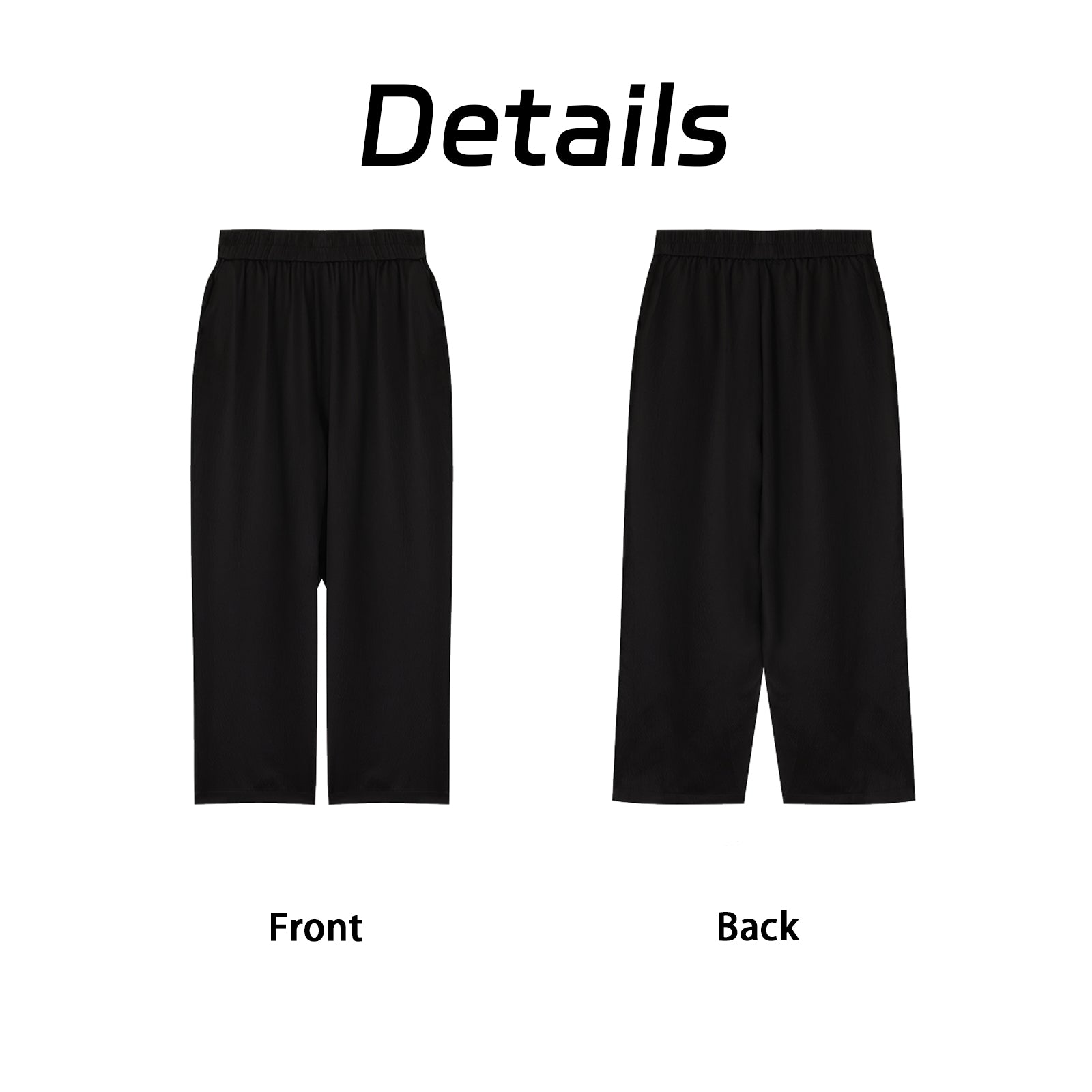 Black casual trousers  Xiangyunsha fabric Hidden pockets  Guangdong Black Pearl Gambiered Guangdong Gauze xiangyunsha