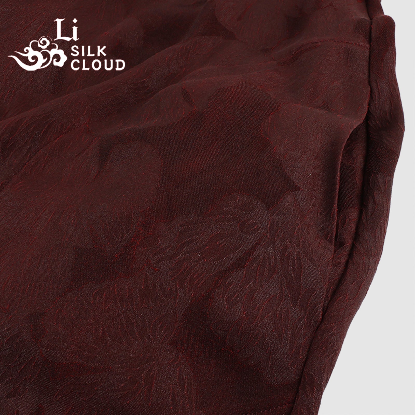 Reversible Wine & Bright Red Gambiered Silk Wrap Dress Chinese Style Embroidered Soft Elegant Guangdong Black Pearl Gambiered Guangdong Gauze xiangyunsha