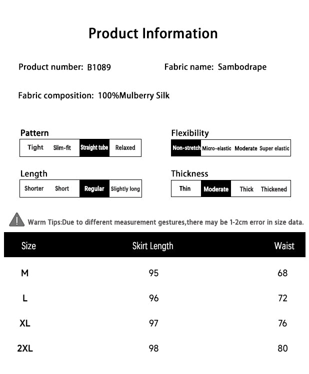 LI SILK CLOUD Xiangyunsha Silk Plus Size Dress Skirts Midi Skirt for Women Loose Breathable Summer Elegant Women's Clothes