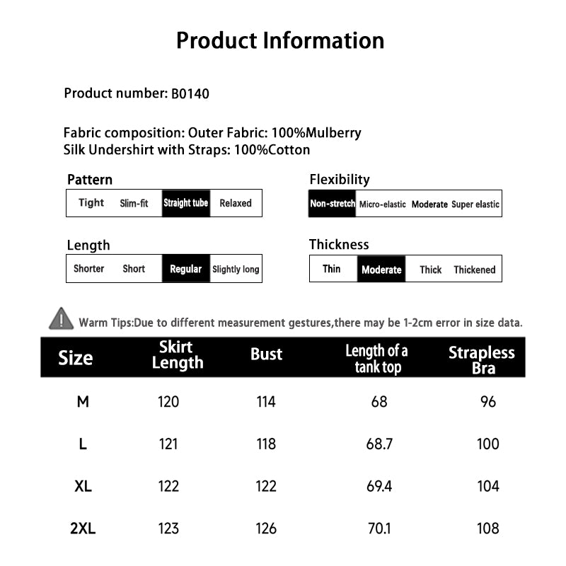 LI SILK CLOUD Silk Xiangyunsha Silk Mulberry Premium Handmade Fall Dress for Women Loose Strapless Dresses Elegant Woman Clothes