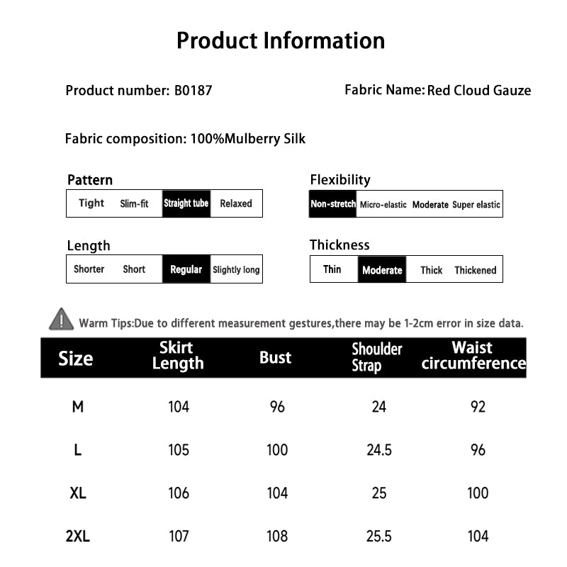 LI SILK CLOUD Silk Xiangyunsha Silk Mulberry Premium Handmade Fall Dress for Women Loose Strapless Dresses Elegant Woman Clothes