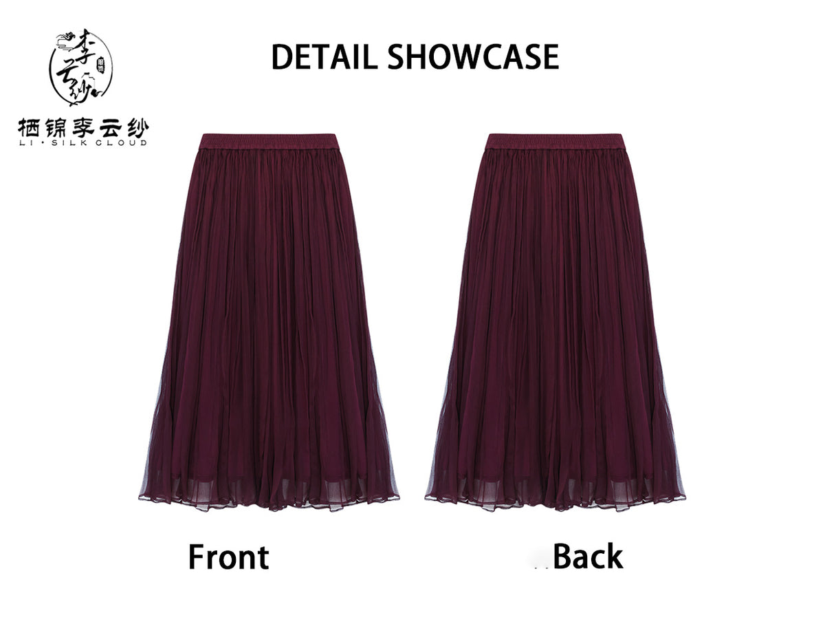LI SILK CLOUD Handcrafted Plus Size Xiangyunsha Silk Dress Midi Skirt for Women Loose Breathable Summer Elegant Women's Clothes
