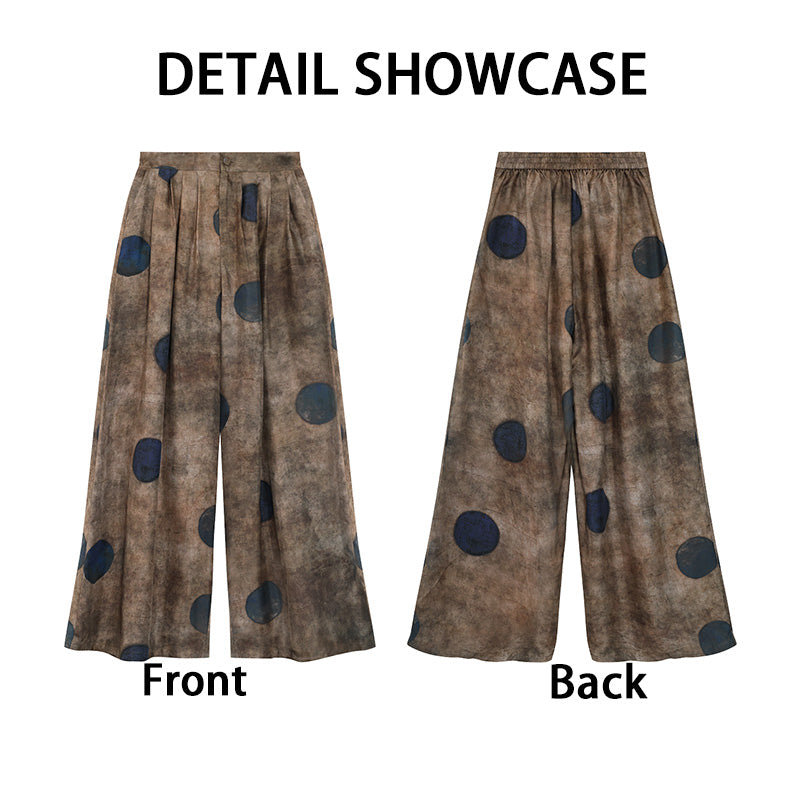 LI SILK CLOUD Plus Size Xiangyunsha Silk Wide Leg Pants Elastic Waist Loose Breathable Cooling Summer Elegant for Women Clothes