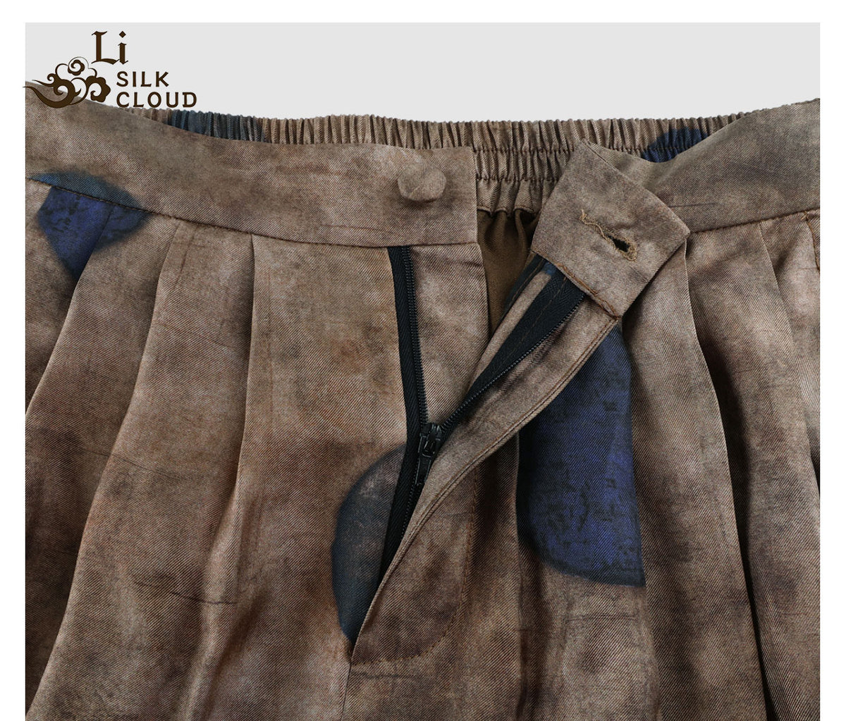 LI SILK CLOUD Plus Size Xiangyunsha Silk Wide Leg Pants Elastic Waist Loose Breathable Cooling Summer Elegant for Women Clothes
