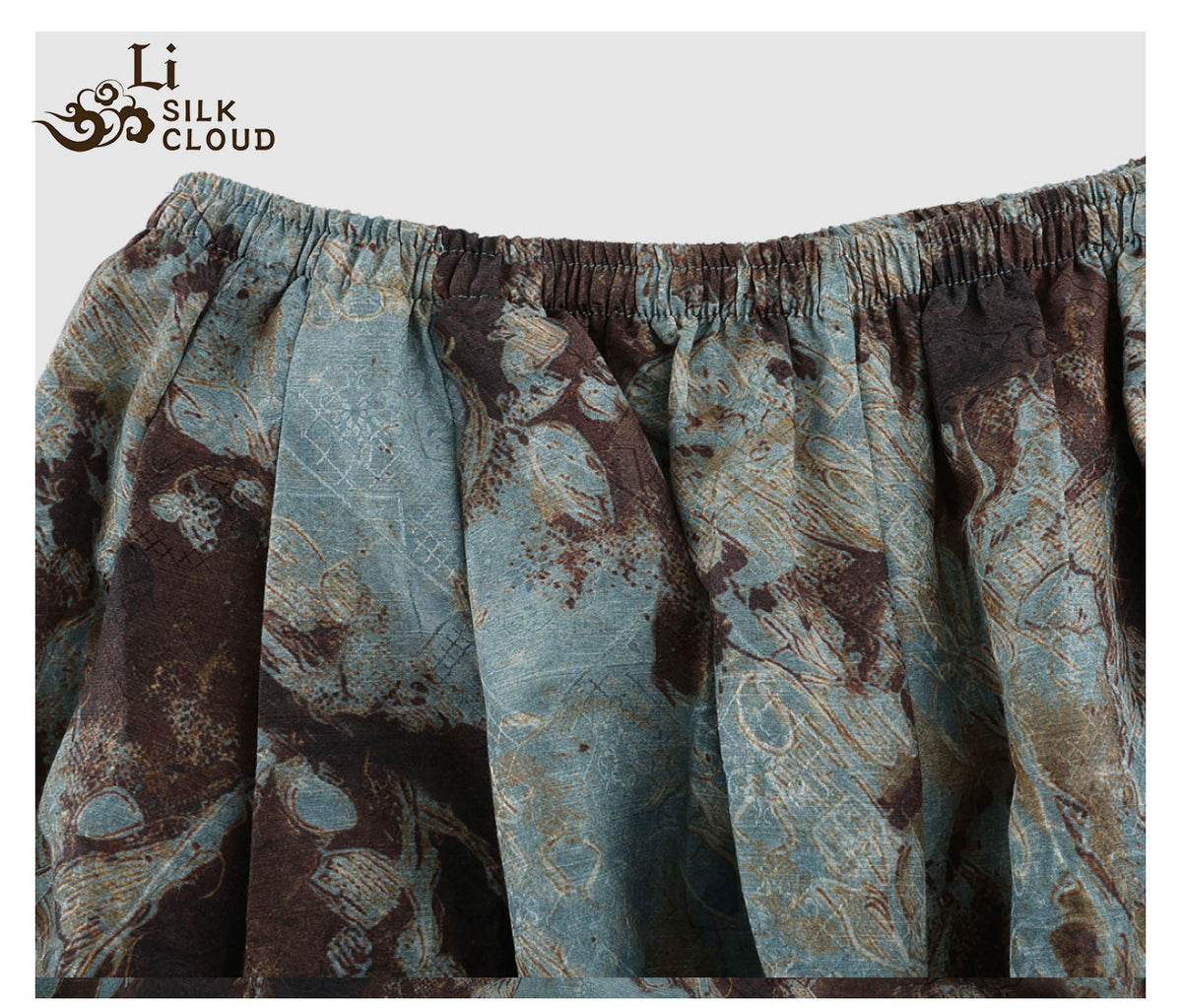 LI SILK CLOUD Plus Size Xiangyunsha Silk Wide Leg Pants Elastic Waist Loose Breathable Cooling Summer Elegant for Women Clothes
