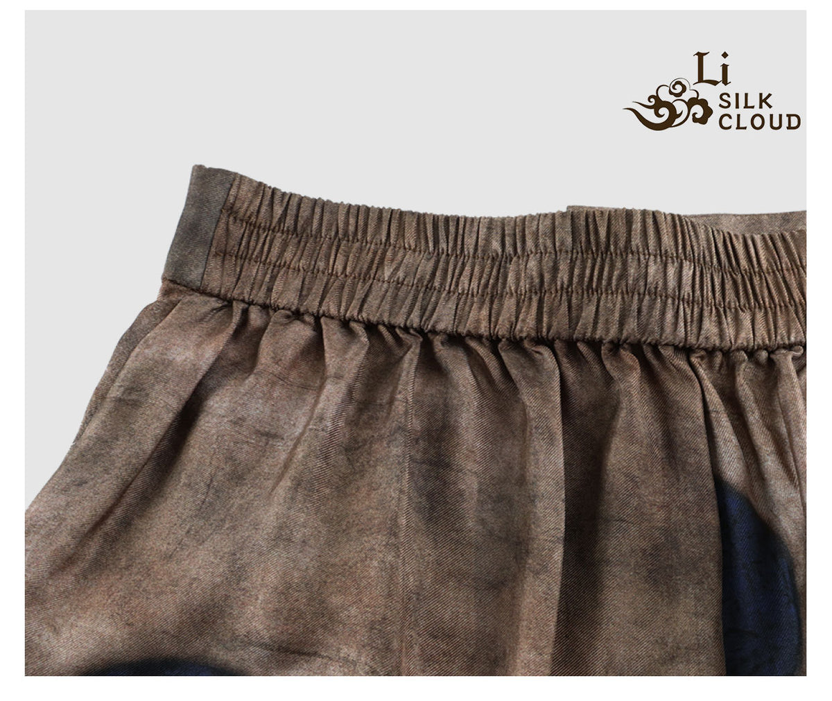 LI SILK CLOUD Plus Size Xiangyunsha Silk Wide Leg Pants Elastic Waist Loose Breathable Cooling Summer Elegant for Women Clothes