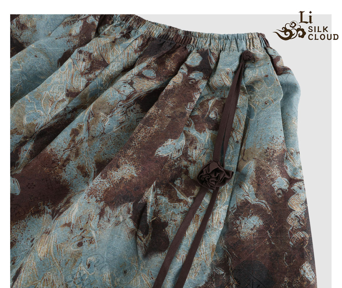 LI SILK CLOUD Plus Size Xiangyunsha Silk Wide Leg Pants Elastic Waist Loose Breathable Cooling Summer Elegant for Women Clothes