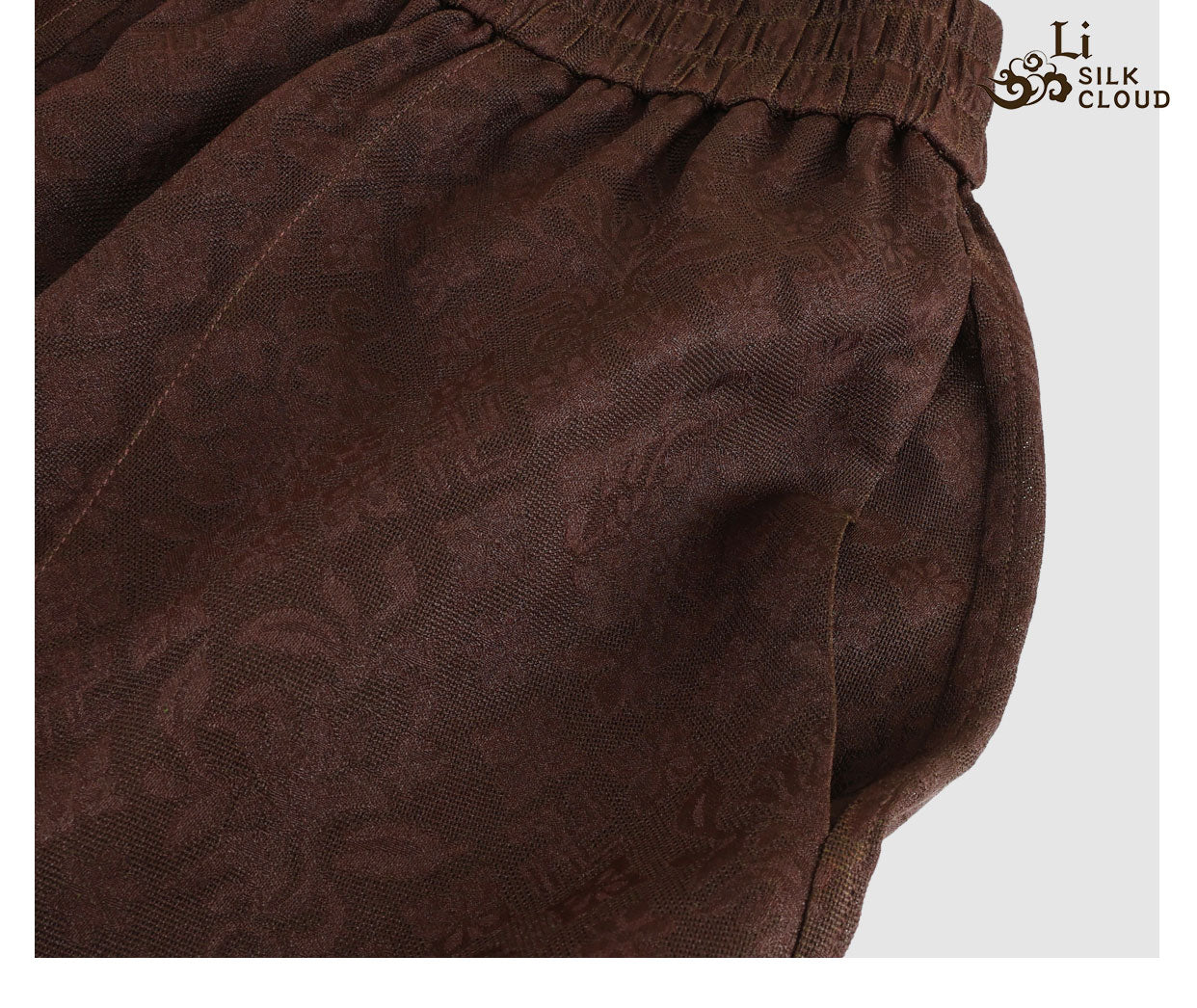 LI SILK CLOUD xiangyunsha Trousers,Breathable Material,Soft Texture,Oriental Pattern Details  Guangdong Gauze