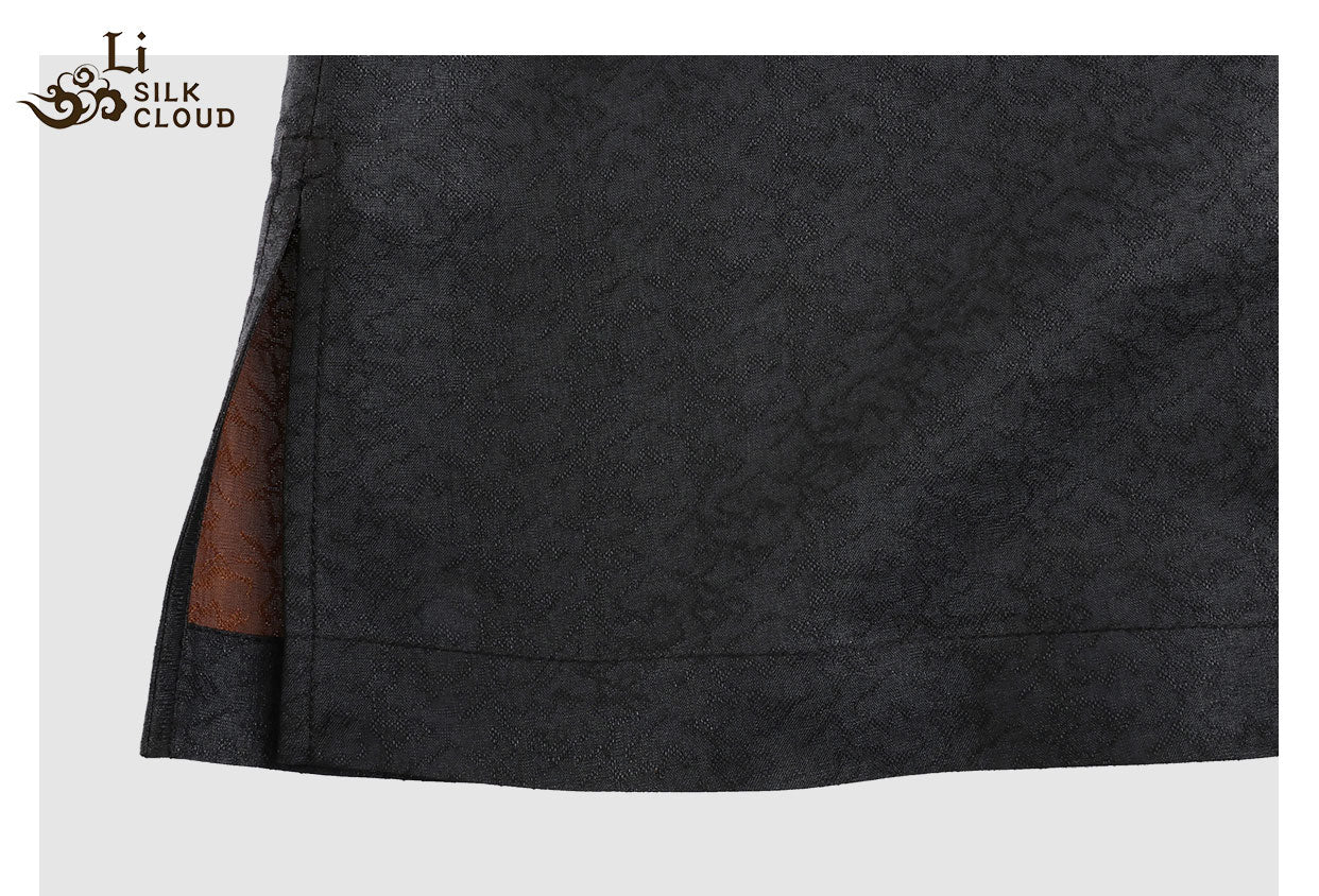 LI SILK CLOUD xiangyunsha  Blouse - Skin-Friendly Soft Fabric, Glossy Texture, Traditional Guangdong Black Pearl Guangdong Gauze