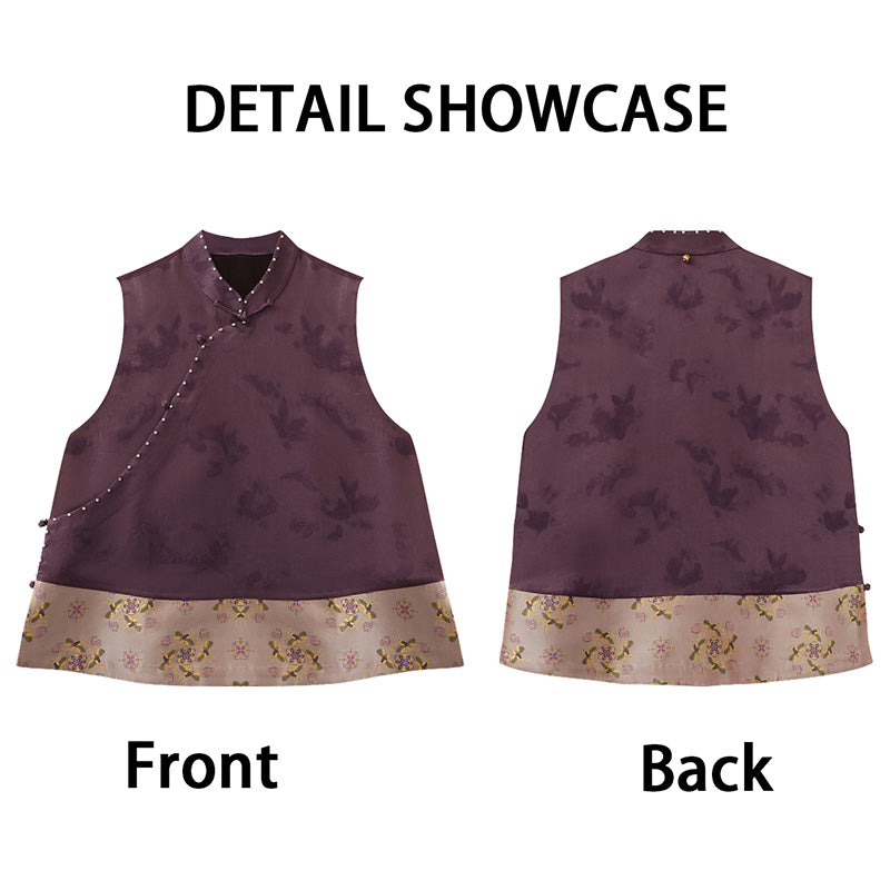 LI SILK CLOUD xiangyunsha Handmade Traditional Silk Vest- Skin-Friendly Silk Fabric,Comfortable Daily Guangdong Black Pearl