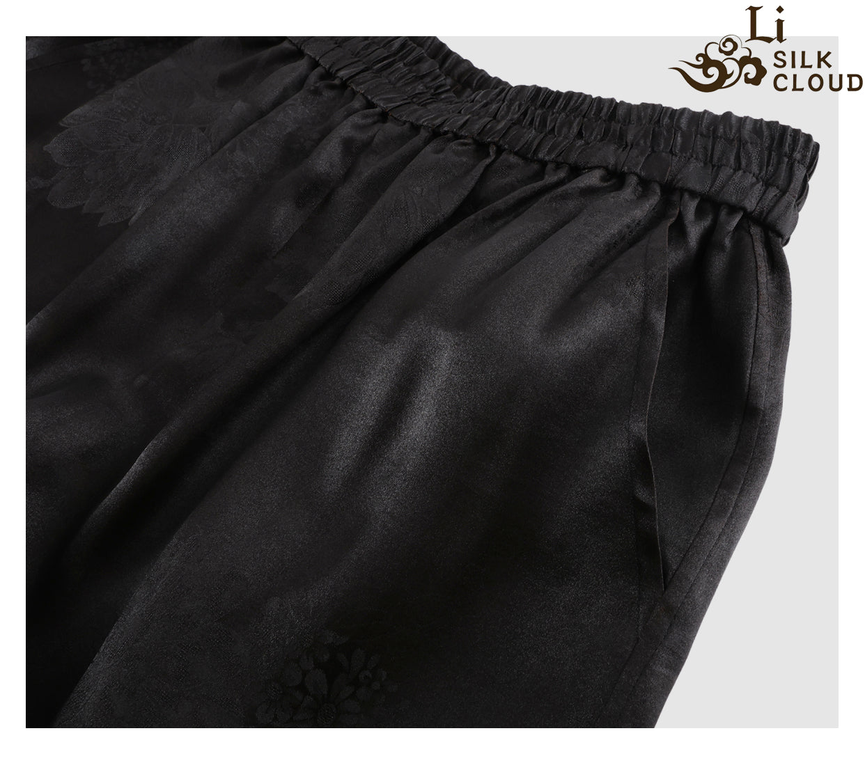 Handmade Traditional Silk Pants – Li Silk Cloud Natural Dyed Gambiered Guangdong Silk Loose Trousers Elegant Daily Wear