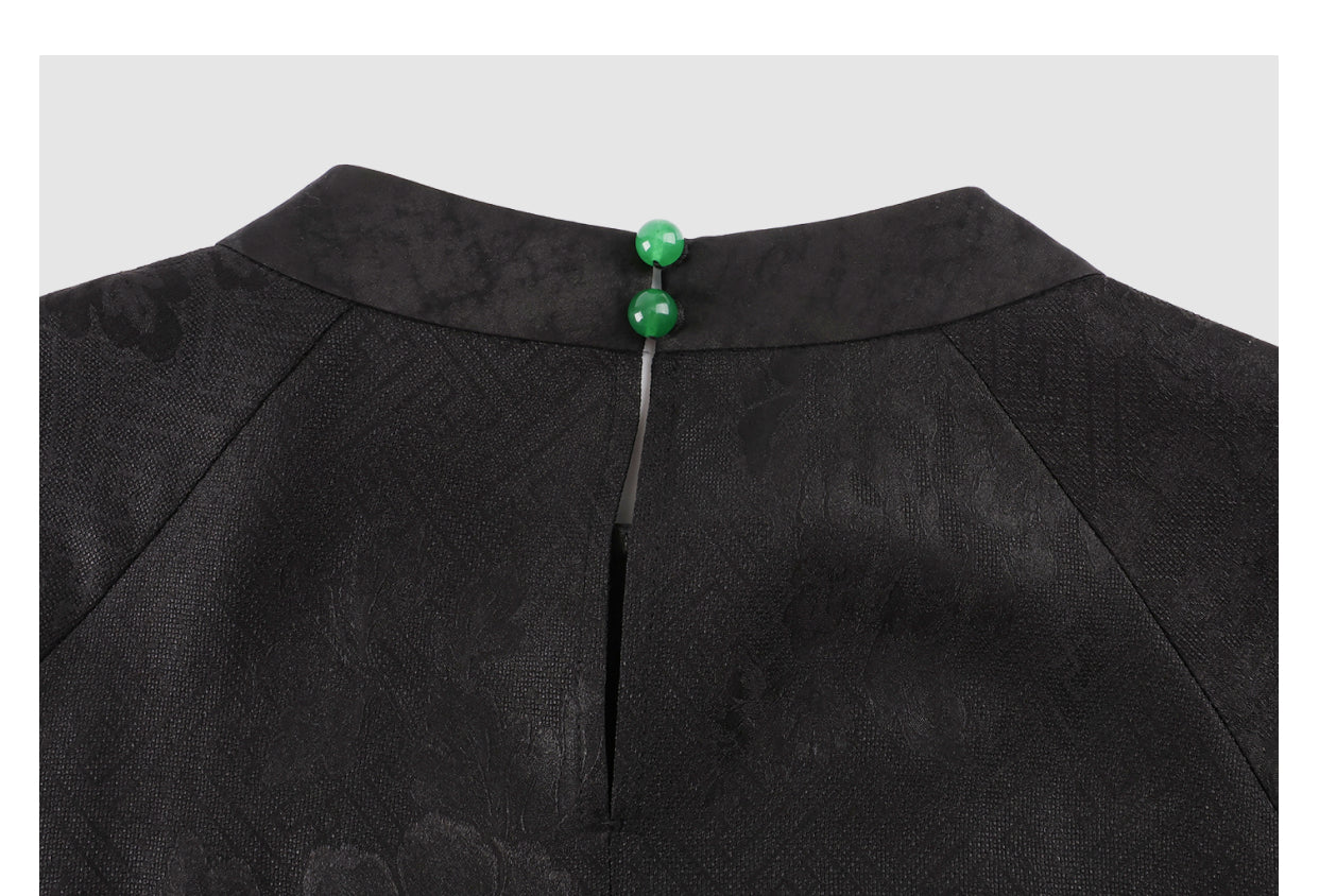 Dress, Silk Texture, Dual-Use for Work & Dates Guangdong Black Pearl Gambiered Guangdong Gauze xiangyunsha