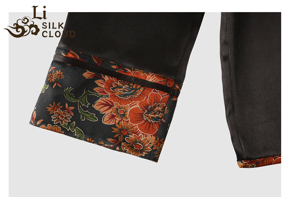 LI SILK CLOUD xiangyunsha  Blouse - Skin-Friendly Soft Fabric, Glossy Texture, Traditional Guangdong Black Pearl Guangdong Gauze
