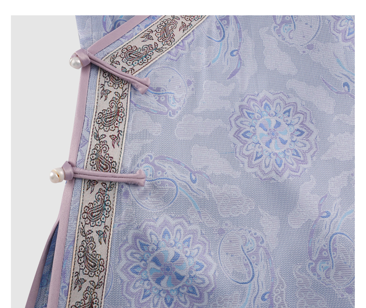 LI SILK CLOUD xiangyunsha Stand-Collar Short Sleeve Top Ancient Style Oriental Patterns Guangdong Black Pearl  Guangdong Gauze