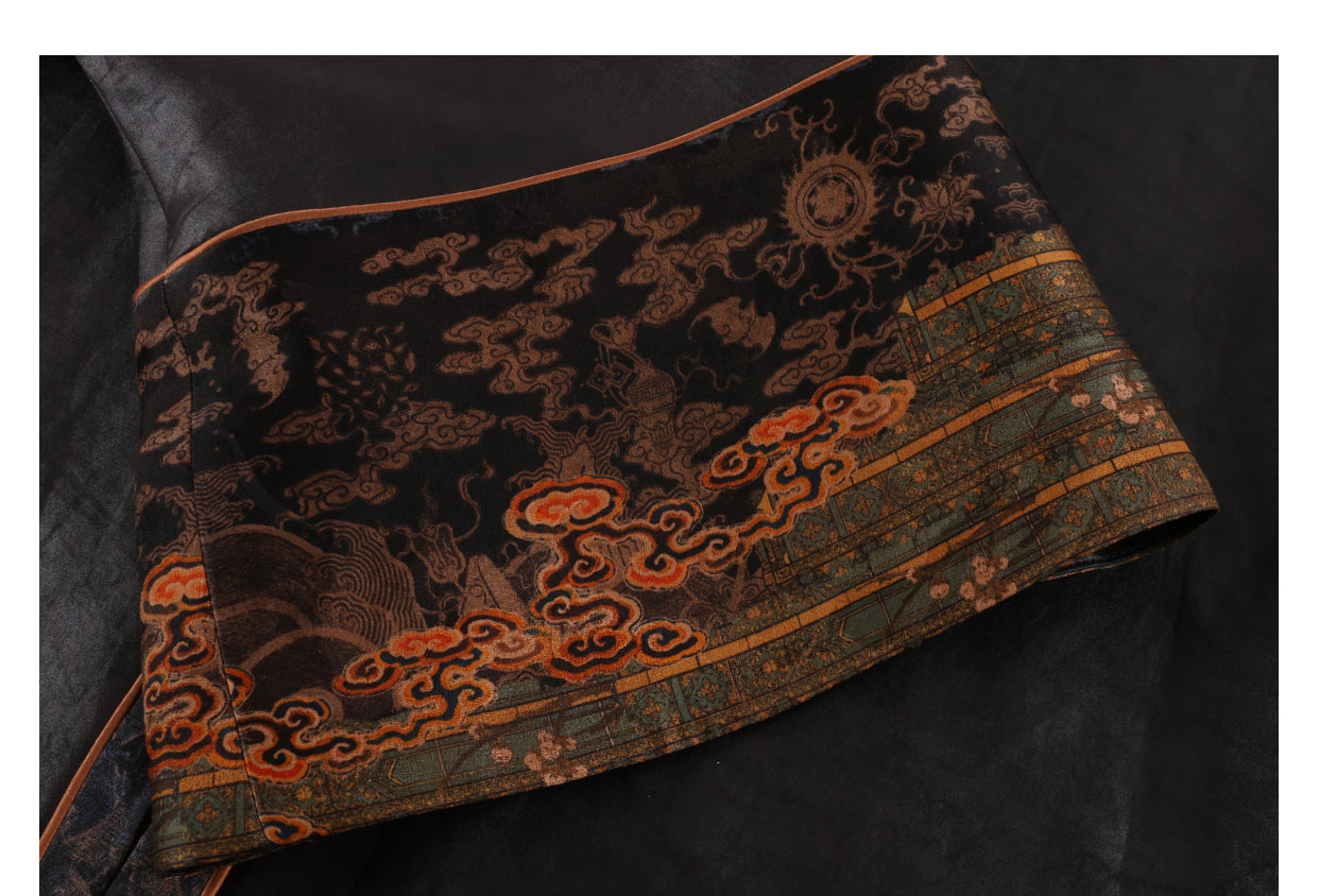 Guangdong Black Pearl Gambiered Guangdong Gauze xiangyunsha  Top, Natural Tuberose Dye, Ancient Sun-Drying Craft, Windproof & Breathable, Fits Day-Night Temperature Swings