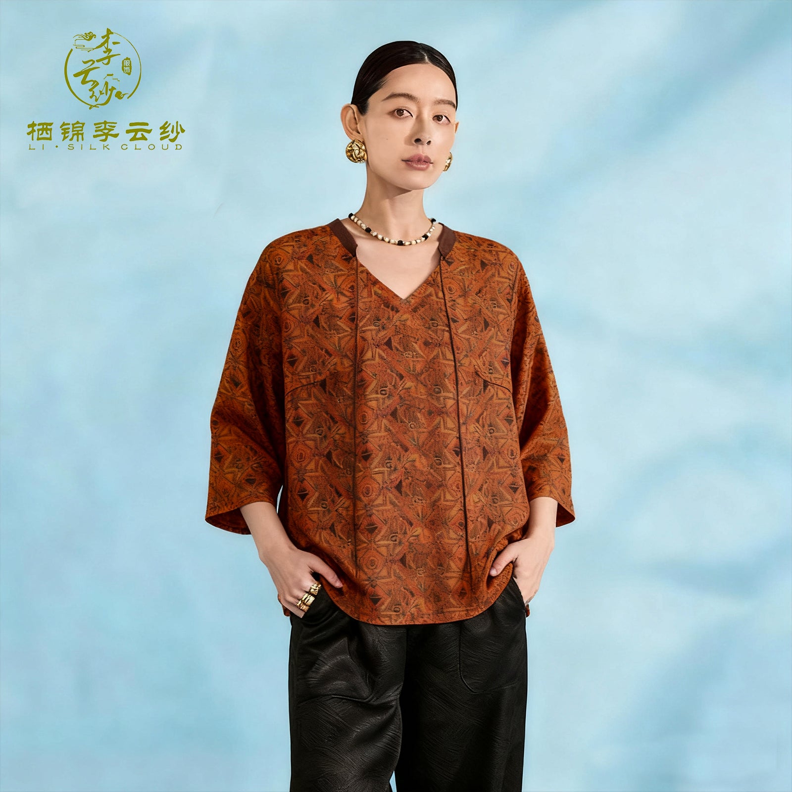 Top, Ancient Sun-Drying Craft, Lightweight & Non-Stuffy, Suitable for Autumn Temperature Swings (Outer/Inner Wear) Guangdong Black Pearl Gambiered Guangdong Gauze xiangyunsha